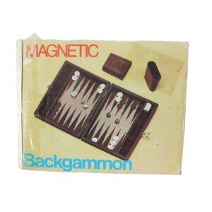Vintage Magnetic Travel Backgammon Game 9" x 7"